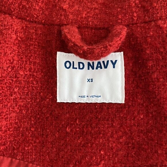 Old Navy Women's Robbie Red Wool Shacket Coat Boucle Button Down Utility Size XS - Picture 4 of 6